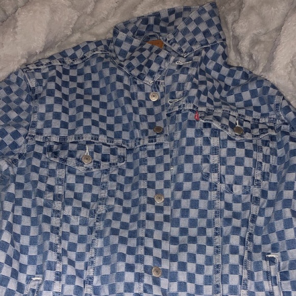 levis checkered denim jacket